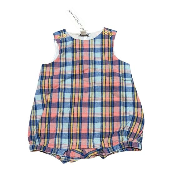 NWT JANIE AND JACK Plaid Bubble Romper Size 3-6 Months - Picture 1 of 4